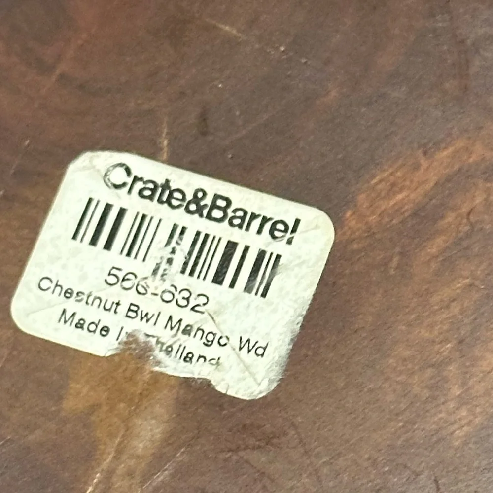 CRATE & BARREL VINTAGE LARGE SOLID WOODEN CHESTNUT BWL MANGO WD